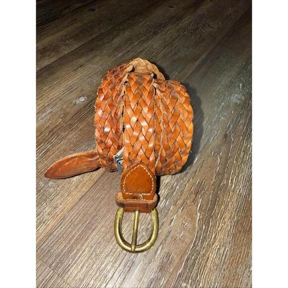 Brighton Vintage Y2K Equestrian Western Solid Brass Braided Leather Belt 42 - Picture 2 of 12